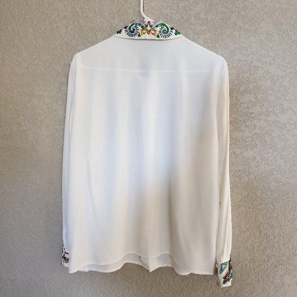 Katen Scott vintage beaded sequin collar blouse size 10 - Picture 4 of 7